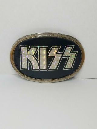 Vintage 1976 Kiss Belt Buckle Pacifica Mfg Reflective Letters