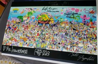 Sdcc 2019 Nickelodeon Spongebob Square Pants 7x Cast Signed Poster With Ticket