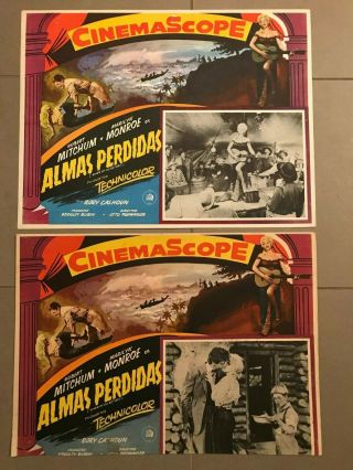 2 Mexican Lobby Cards 12.  5x17: River Of (1954) Marilyn Monroe