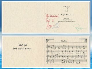 Enya Hand Scripted Silent Night Christmas Wishes - From Enya & Aigle Music - Signed