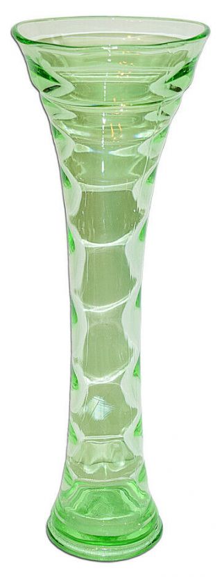 Fenton Ring Optic 16 " Green 1531 Swung Vase 1920s / 30s