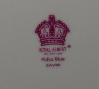 Vintage Royal Albert Polka Blue Teapot Cream & Sugar White Polka Dot 3