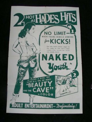 Naked Youth - Beauty And The Cave Movie Poster One Sheet Double Feature
