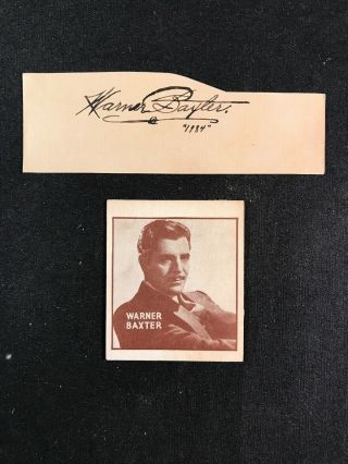 Vintage 1934 Warner Baxter Signature Autograph And General Gum Film Star Card
