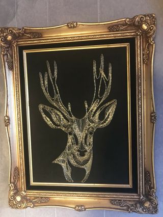 Vintage Gold Framed Buck And Horse Art Pair