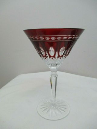 Waterford Crystal Clarendon Ruby Red Cut To Clear Martini Cocktail Glass Goblets