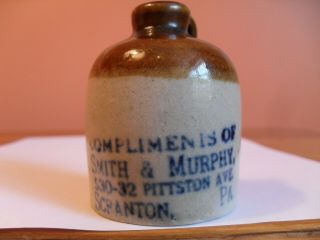 Scranton Pa Stoneware Whiskey Mini Jug Bottle,  Smith & Murphy