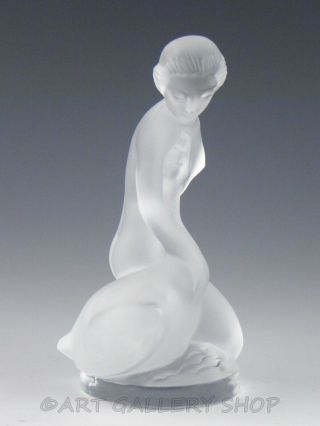 Lalique France Crystal Figurine NUDE LADY WOMAN GIRL LEDA & GOOSE 2