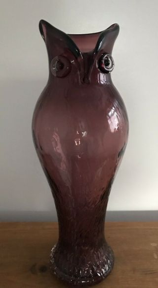 Large AUTHENTIC Murano Owl Vase 14 