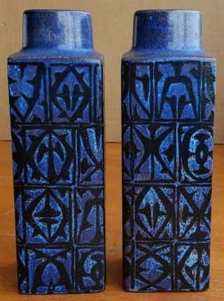 Nils Thorsson Royal Copenhagen Denmark Fajance Matching Pair Vases Vintage
