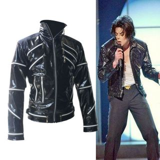 Micheal Jackson Beat It Jacket Costume Zipper Coat Punk Pu Leather Jacket