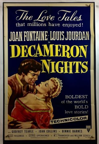 Decameron Nights Movie Poster (fine, ) One Sheet 1953 Joan Fontaine 1982
