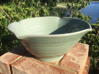 Simon Pearce Studio Art Pottery Large Bowl,  Celadon Green Crackle Finish