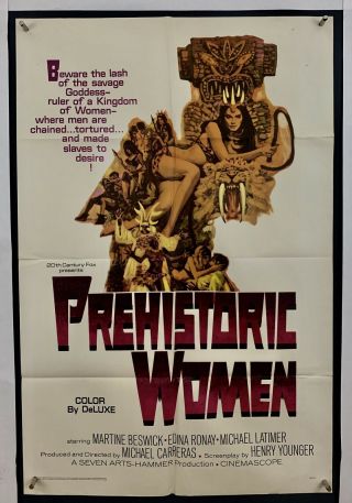 Prehistoric Women Movie Poster (fine -) One Sheet 1966 Folded Sexploitation 4327