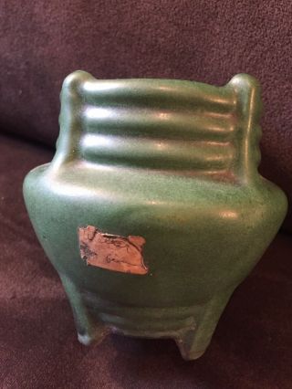Vintage Weller Green Matte Arts And Crafts Pottery Vase Great Design 3