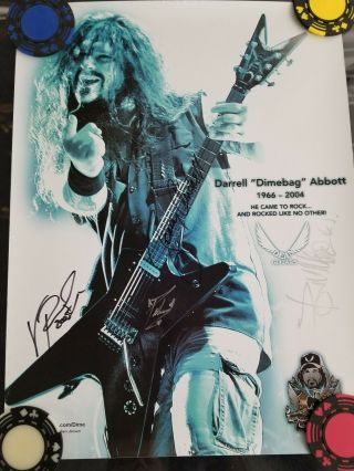 Dimebag Darrell Memorial Poster Autographed Vinnie Paul Jerry Cantrell