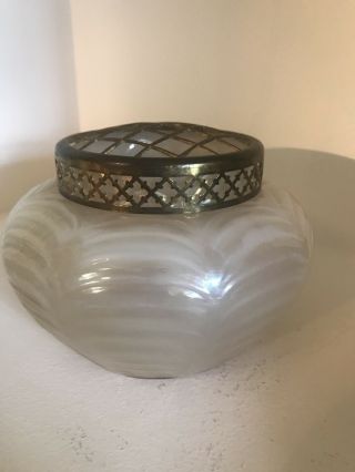 Kralik Loetz Opalescent Pearl Glass vase with Metal Frog 3