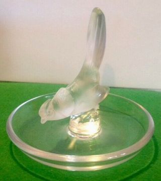 Signed Lalique Glass Pheasant Ring / Trinket Dish Made In France