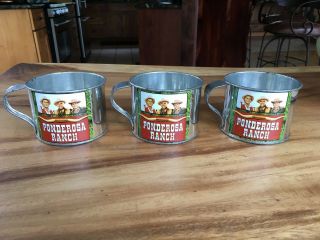 Vintage Bonanza Ponderosa Ranch Tin Cups (3) Nevada,  Usa