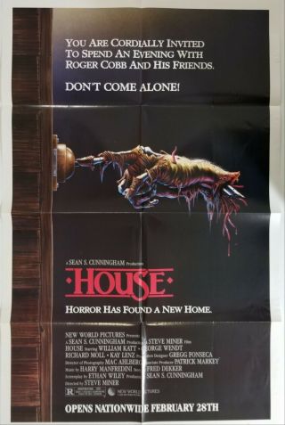 Vintage 1985 House Horror Movie One Sheet Advance Poster Steve Miner Katt Lenz