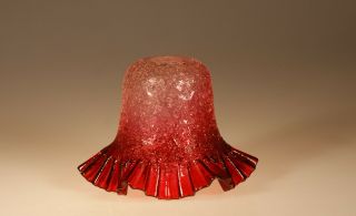 Vintage English Stourbridge Glass Cranberry Rubina Overshot Lamp Shade C.  1890