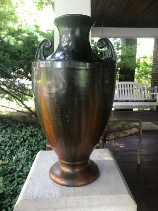 Fulper Pottery Urn Vase Copperdust & Mirror Black 15”