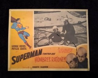 Superman & The Mole Men 1951 Set Of 5 Vintage Mexican Lobby Cards George Reeves