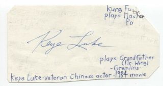 Keye Luke Signed Index Card Autographed Signature Kato - Master Po - Gremlins