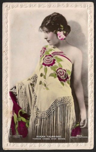 1920s English Rppc Real Photo Postcard Hand - Tinted Silent Star Norma Talmadge Nr