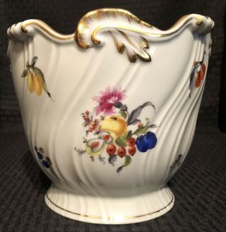 Fine Porcelain Herend Hand Painted Fruits And Flowers Jardiniere Planter Vase