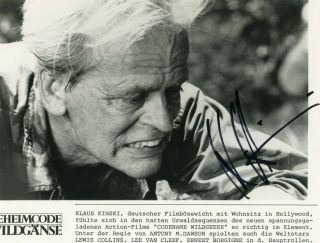 Klaus Kinski.  Autograph.  Hand Signed.  7 - 9 Inch.