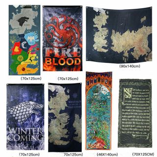 Game Of Thrones House Sigils Westeros Map Got Wall Banner Tv Poster (30 " By 50 " ）