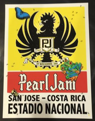 Pearl Jam Concert Poster - Signed/ ’d 51/100 - 11.  20.  11 Costa Rica