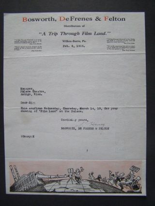 Movie Letterhead Bosworth Defrenes & Felton 2/6/23 A Trip Through Film Land