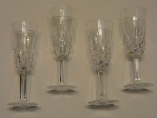 Waterford Crystal Lismore Fluted Champagne Stem Glasses,  Set Of 4,  Signed