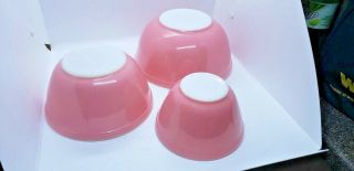 Set Of 3 Pyrex Pink Primary Mixing Bowls 401 402 403 Vintage Pink Dishes Pretty