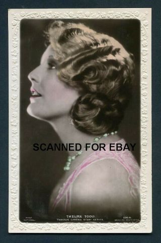 Thelma Todd 1920s Silent Star Beagles Hand Colour Tinted Photo Postcard