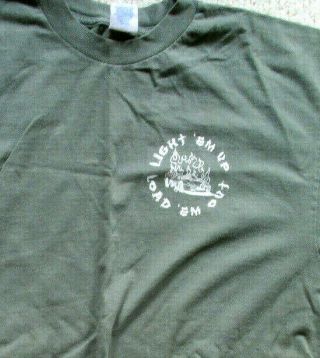 AEROSMITH LIGHT EM UP AND LOAD EM OUT CREW SHIRT OLIVE GREEN W/JOE PERRY ' S WINGS 2