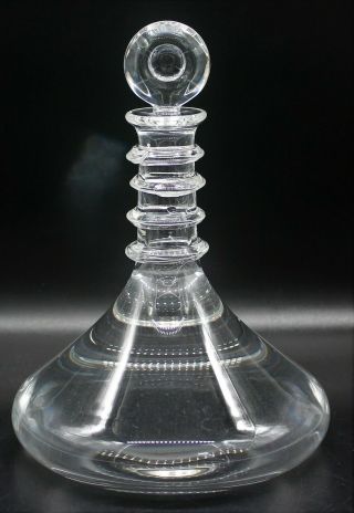 Steuben Signed 10 " Tall Crystal Wine Liqueur Ships Decanter W/ Stopper