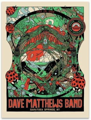 Dave Matthews Band Poster Saratoga Springs Ny 6/13 2019 Spac Tyler Stout