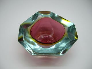 Murano Mandruzzato asymmetric facet triple sommerso glass geode block bowl 2