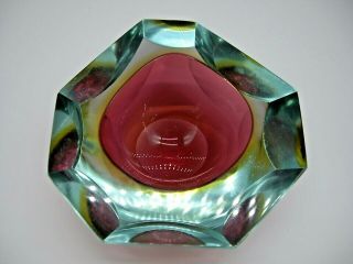 Murano Mandruzzato asymmetric facet triple sommerso glass geode block bowl 3
