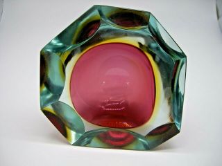 Murano Mandruzzato asymmetric facet triple sommerso glass geode block bowl 4