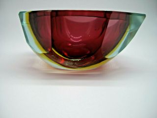 Murano Mandruzzato asymmetric facet triple sommerso glass geode block bowl 5