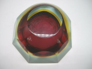 Murano Mandruzzato asymmetric facet triple sommerso glass geode block bowl 8
