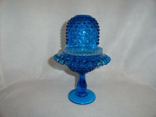 Vintage Fenton Colonial Blue Hobnail 3 Piece Fairy Lamp Light