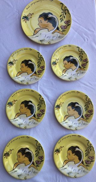 Gien Musee Gauguin Tahiti - 4 81/2 - Inch Plates And 1 12 - Inch Plate