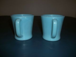 Vintage Turquoise Blue Fire King D Handle Coffee Cups Made 1956 - 1958 3