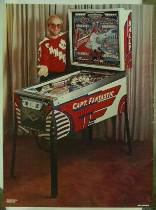 Elton John Capt Fantastic Mca/ Bally Pinball Machine Promo Poster 1975