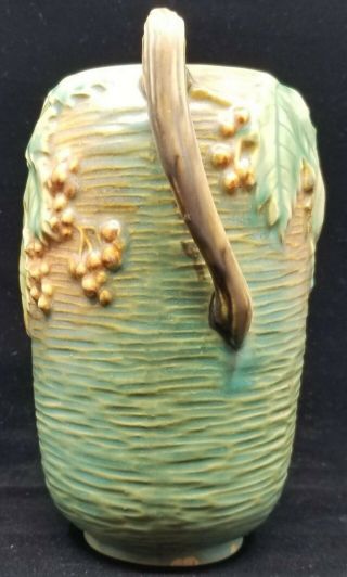 Roseville Pottery Bushberry Vase 31 - 7 Green 1941 Made in the USA Handles 2